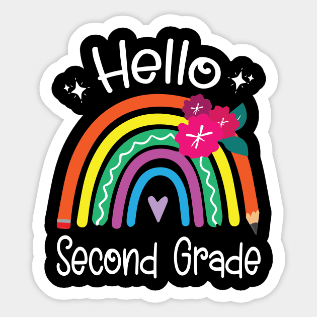 Hearts Pencil Rainbow Student Back School Hello Second Grade Sticker by Cowan79